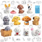 14Pcs Cute Dog Figure Ornaments,Dog Set Mini Resin Dogs Cake Topper Decoration Lovely Poodle Bulldog Pug Animal Figurines for Cake,Desk,Micro Landscape Ornament,DIY Fairy Garden,Home Decor