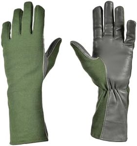 Nomex Flight Gloves Military Flight Gloves Nomex Gloves Olive drab Best Leather Aviator Gloves and Pilot Gloves Nomex - Green - 8 (Long)