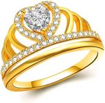 Obiyos Pure Silver 14K Gold-Plated D-Grade Lab-Created Diamond Engagement Ring, Yellow Stone Eternity Band, Promise and Wedding Ring for Women