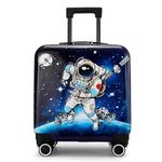 ADSON 3D Embossed Kid's Trolley 360 Rotating Suitcase 18 inch Non-Breakable Kids Suitcase Travel Luggage Children Travel Trolley Suitcase Wheels Child Suitcase Boy Girl Luggage (Blue Space Astronaut)