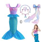 PATPAT® Mermaid Dress for Girls - Little Mermaid Costume for Girls with Bag Princess Dresses for Girls 5-6 Years Gift Birthday Party