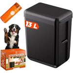 PEXTER Dog Poop Trash Can Outside Use - 13L / 3.5 Gal Outdoor Dog Waste Container with Lid - Odor Free Waste Station for Backyard - Poop Bag Holder - Includes 10 Heavy Duty Waste Bags (Black)
