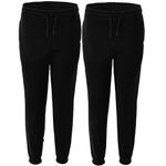 2 Pack Boys Girls Children Kids School Jog Pants Sports Games Fleece PE Joggers Trouser Jogging Tracksuit Bottoms Regular fit 5-14 Years (UK, Age, 11 Years, 12 Years, Regular, 2 Pack Black)