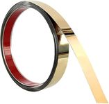 Simxen Golden Metal Trim Wall Strip Stainless Steel PVD Coated 8K Mirror Gold Finish Flat Trim Strip profile 15 mm x 16.4ft(5mtr) Roll for wall Decoration, Furniture, Highlighters