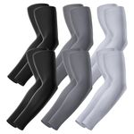 Finvizo Arm Sleeves for Men Women: Sun Protection Sleeves to Cover Arms Cooling Sports Compression Arm Sleeve Youth, 2 Black,2 Darkgrey,2 Lightgrey, One Size