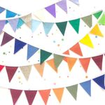 POP THE PARTY Rainbow Triangle Felt Pastel Fabric Flag Birthday Party Decoration Baby Shower Window Decorations and Children's Living Room Decorations 2 Meter 36 Flags (Pack of 3)