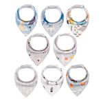 ALVABABY Baby Bandana Drool Bibs Washable Reusable Adjustable Snaps Feeding Drooling Burp Bibs for Boys and Girls 8 Pieces of Super Absorbent Baby Feeding Bibs Gift Settings 8SD40-CA