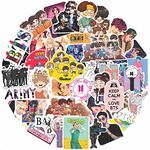 Rousrie Bts Stickers (Pack Of 50) For Journal Supplies, Scrapbooking, Books, Phone, Kpop, Bt21, Aesthetic Korean Self-Adhesive Stickers For All The Bts Fans Out There (Design 2), Vinyl