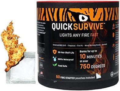 QuickLight by QUICKSURVIVE All-Purpose 100% Waterproof Fire Starters - Fire Starters for Campfires, Wood, Fire Pit, Fireplace, Charcoal, & More - All-Weather & Non-Combustible - 50 Piece Canister