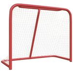 vidaXL Sturdy Hockey Goal Net, Steel Frame and Polyester Net, Red and White Sports Training Equipment, Designed for Field Hockey and Lacrosse, 183 x 71 x 122 cm