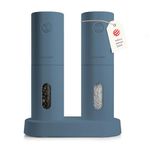 LARS NYSØM Electric Salt and Pepper Grinder Set I Automatic Salt and Pepper Mills with Adjustable Ceramic Grinder I USB Rechargeable Electric Spice Grinder Set (Stone Blue)