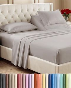 Flex Top Split Head King 4 Piece Sheet Set - Ultra-Soft, Breathable & Cooling Bed Sheets Set - Hotel Luxury Bedding for Women & Men with Deep Pockets - Wrinkle and Fade Free - Oeko-Tex - Light Grey