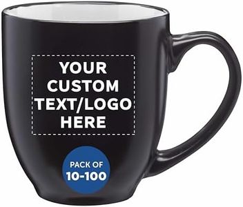 Custom Bistro Coffee Mugs 16 oz. Set of 100, Personalized Bulk Pack - Great for Tea, Cocoa, Diner, Travel mugs - White