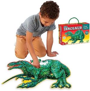 Peaceable Kingdom Shiny Dinosaur Floor Puzzle - 51-Piece Giant Floor Puzzle for Kids Ages 5 & up - Fun-Shaped Puzzle Pieces - Great for Classrooms