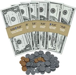 Click N' Play Pretend Play Money for Kids Realistic Bills & Coins Counting Math Currency Set of 150Piece