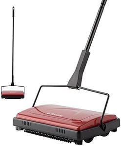 Yocada Carpet Sweeper Cleaner for Home Office Low Carpets Rugs Undercoat Carpets Pet Hair Dust Scraps Paper Small Rubbish Cleaning with a Brush Dark Red