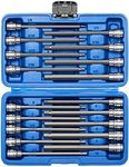 Mayouko 3/8" Drive Extra Long Allen Hex Bit Socket Set, 1/8" - 3/8", 3-10mm, S2&CR-V, Metreic&SAE, 18 Pieces, 150mm/5.9" Length