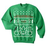 Unisex Have Yourself A Marijuana Christmas Crew Neck Sweatshirt for Xmas Party Crazy Dog Novelty Sweatshirts for Christmas Holiday with 420 Sayings Soft Comfortable Funny Sweate Green L