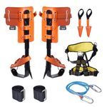 VEVOR Tree Climbing Spikes Set, 1 Pair Alloy Steel Climbing Spurs with Safety Rope and Safety Harness, 350lbs Load Capacity Tree Climbing Gear, Arborist Equipment for Climbers, Fruit Picking, Orange