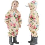 Kids Raincoats Girls Boys Puddle Suit Hooded All In One Waterproof Rainsuit Children Lightweight Prints Muddy Suit Reusable Rain Jacket Rainwear 3-5 Years