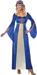 amscan 9905081 Adults Medieval Maiden In Blue Fancy Dress Costume (UK Dress Size 10-12)