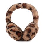 Classic Winter Ear Muff for Women Plush Earmuffs Girls Foldable Boys Ear Cover Cold Weather Ear Warmer (Coffee Leopard)