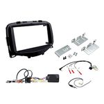 Compatible with Toyota Aygo 2014-2018 Full Car Stereo Installation Kit PIANO BLACK double DIN Fascia, steering wheel control interface, antenna adapter and universal patchlead