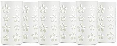 Silicone Glass Water Bottle Sleeves - 6-Pack of Protective Holders 16-18 oz Capacity - Anti-Slip Protection for Beverage Containers - Insulating Carriers for Smoothies and Juices (White Flowers)