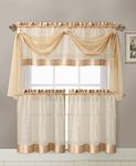 Linen Leaf 4 Piece Kitchen Curtain Set By Victoria Classics (Gold)