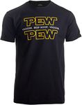 Pew Pew Wars | Funny Sci-fi Space Star Noises Science for Geek Men Women T-Shirt-(Adult,L) Black