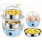 JELLEX Plastic Multi-Function Electric 2 Layer Egg Boiler Cooker&Steamer Egg Cooker&Poacher 14 Egg Cooker,Egg Poacher,Egg Boiler Electric Automatic Off Egg Steamer,[Multi Color-Pack Of 1],14 ounce