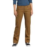 Dickies Women's Stretch Duck Double Front Carpenter Pant, Rinsed Brown Duck, 4