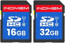 INDMEM SD Card 16GB+32GB - SDHC Flash Memory Card UHS-I U1 Class 10 High-Speed Full HD Video Compatible with Digital Point-and-Shoot Cameras, HD Camcorders, DSLR and PC