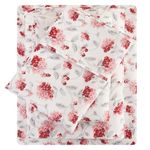 Mooreeke Floral Queen Bed Sheets, Soft Microfiber Red Flower Printed Bedding Sheets & Pillowcases, Deep Pocket Non-Slip Vintage Pattern Queen Sheet