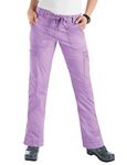 Koi Women's Skinny Stretch Petite Lindsey Mid-Rise Drawstring Waist Cargo Scrub Pant - XXX-Large Petite - French Lilac