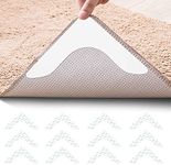 LIVYU LIFE Rug Grippers, 4 PCS Non Slip Corner Grippers, Tape for Area on Hardwood etc, New Materials to Anti Slip Grips, Washable and Reusable (White)