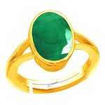 JAGDAMBA GEMS Certified Natural Emerald Panna 15.25 Ratti Panchdhatu Rashi Ratan Gold Plating Ring for Astrological Purpose Men & Women by Lab Certifeid