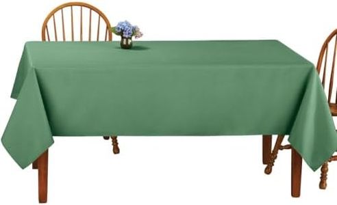 Collections Etc Basic Solid Color Rectangular Tablecloth Linen, 60" W x 90" L - Fits All Common Sized Rectangular Tables, Durable Hand Washable or Machine Washable, Green, 60" X 90"