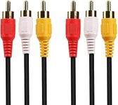 Vashisht home -: 3 RCA Male to Male 3 RCA Stereo Audio Video AV Cable STB, DVD Personal Computer, Television, DVD Player, Projector System (Black, Gold, Red, Yellow, White, 4.9 Feet - 1.5 Meter)