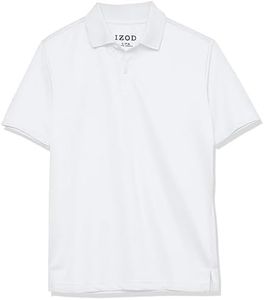 IZOD Boys' School Uniform Performance Short Sleeve Solid Polo, White, 7