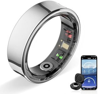 Potewek Smart Ring Health Tracker, Fitness & Sleep Monitoring Ring with Heart Rate & Blood Oxygen, Waterproof Activity Tracker Rings for Men Women, Compatible with iOS & Android (Silver, 7)