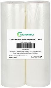 WishDirect Vacuum Sealer Bags Rolls 2-Pack 11"X50' Commercial Grade BPA Free Double Sides Textured Vacuum Seal Bags Compatible with FoodSaver and Sous Vide Cooking (Total 100 Feet)