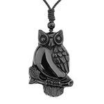 Black Obsidian Owl Necklace Natural