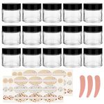 2 oz Clear Glass Jars 15 Pack, Cookmaster Round Empty Cosmetic Containers, Face Lotion Cream Storage Jars with Black Lids and White Inner Liners