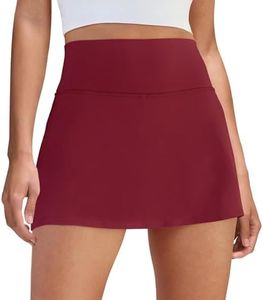 DLOODA Womens Skort Tennis Skirt with Pocket Shorts Mini Golf Skirts High Waisted Athletic Skorts Summer Workout Wine Red