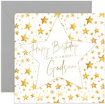 Special Godson Birthday Card - Gold Foil Star Birthday Card for Godson from Parents - Adult, Teenager or Child - Male Birthday Cards for Him - Contemporary Star Design | Blank Inside Envelope