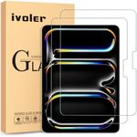 ivoler 2 Pack Screen Protector for iPad Pro 11 inch (2024 Model, 5th Generation, M4), Tempered Glass Film, Designed for Face ID and Apple Pencil for New iPad Pro 11" 2024 Release