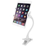 Macally Gooseneck Tablet Holder - Easy to Use and Universal Compatibility - Perfect for iPhone or iPad Clip Mount Holder - Works with devices up to 8” width - Flexible & Sturdy Tablet & Phone Clamp