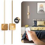 Battery Operated Wall Sconce Set Of 2 - Detachable Battery With Adjustable Tone - Battery Sconces With Remote & Touch Control, Up To 50 Hours On a Single Charge - 24.5" (62cm) | 2 Pack (Gold)