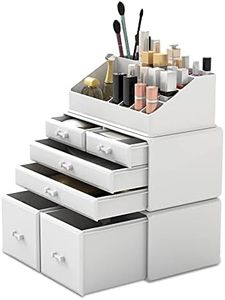 Readaeer Makeup Cosmetic Organizer Storage Drawers Display Boxes Case 6 Drawers White